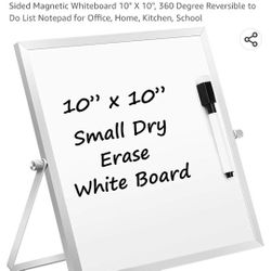 NEW! 10X10 Double Sided Dry Erase Board With Stand And Marker