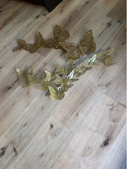 Gold butterfly wall art girls room