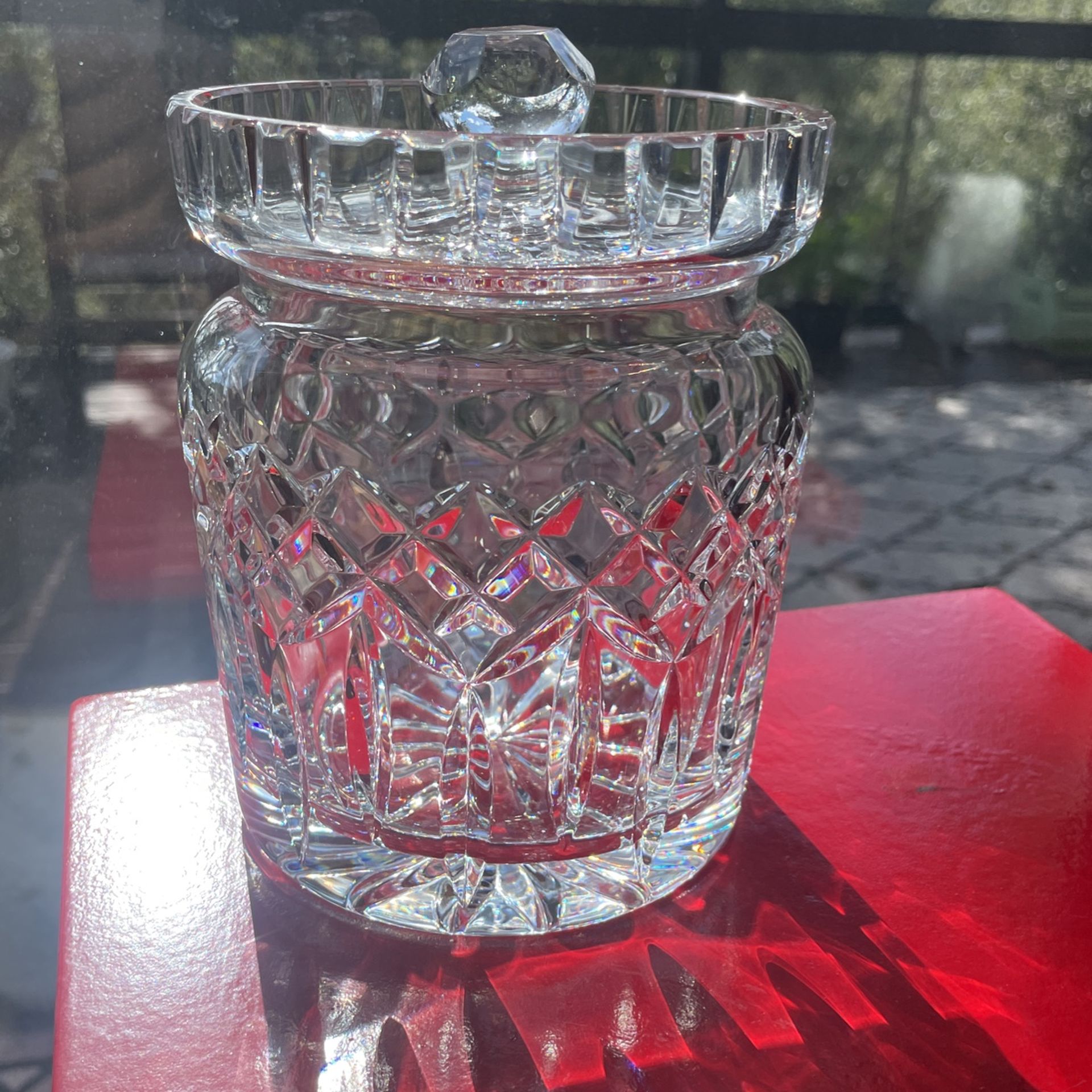 WATERFORD CRYSTAL IRELAND Lismore Pattern BISCUIT COOKIE BARREL JAR with LID