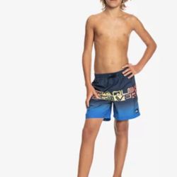 NEW Quiksilver Boys' Wordblock Youth M12  Volley Swim Trunk Bathing Suit 