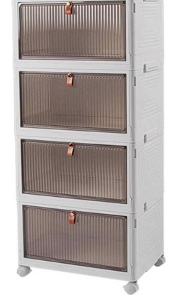 4 Tier Stackable Closet Organizers and Storage，Storage Bins with lids，Closet Organizer