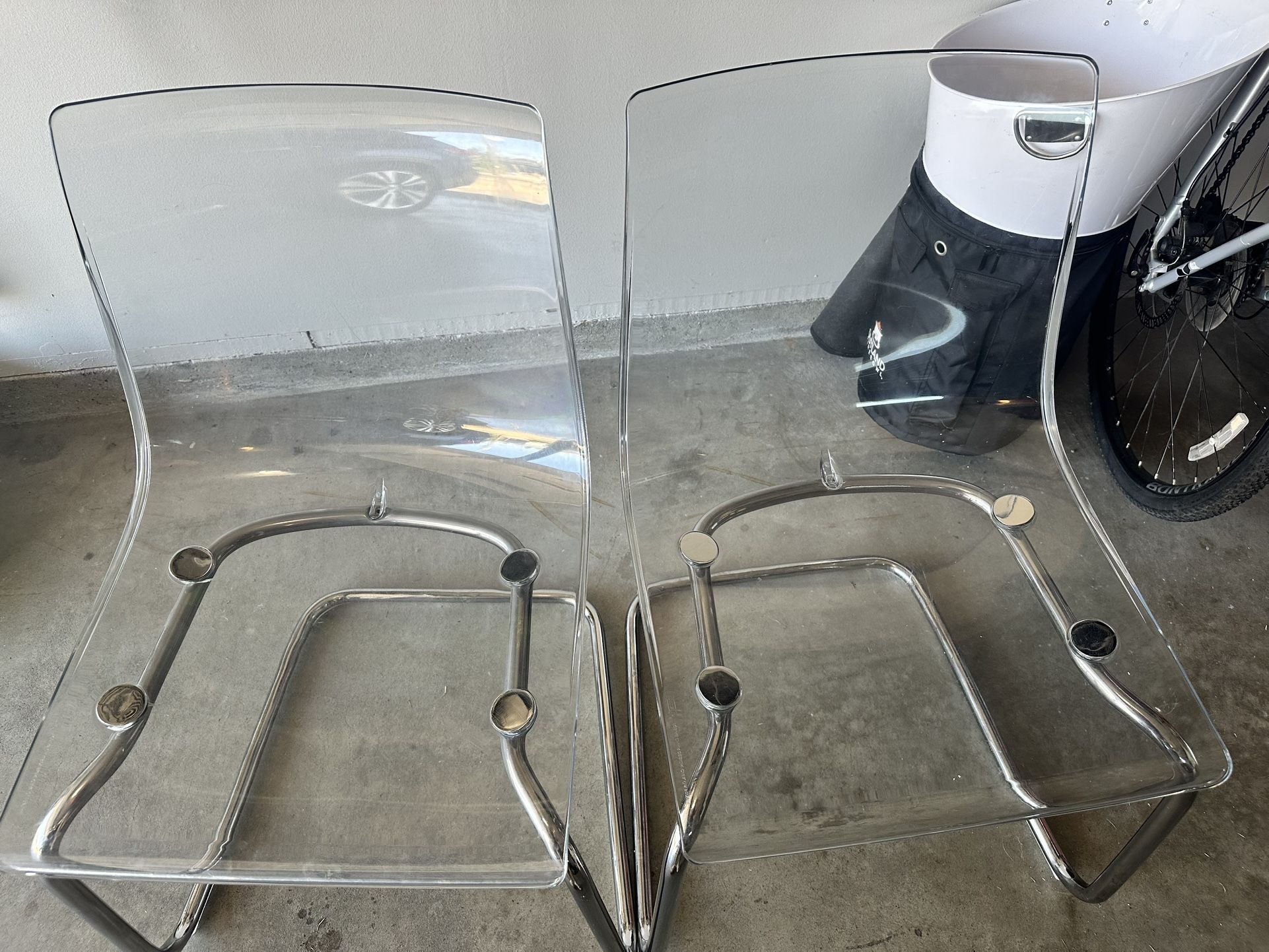 Pair of IKEA Tobias Clear Acrylic Dining Chairs 