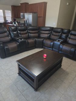 Large Leather Reclining Sectional Sofa