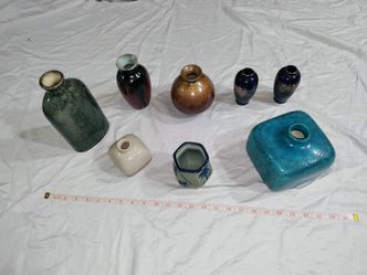 8 SMALL Ceramic Table VASES Various sizes, Colors (Tallest 8" Smallest 4")