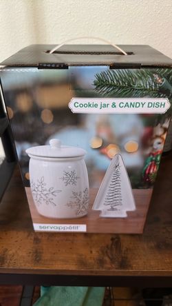 Servappetit Christmas Cookie Jar & Candy Dish Set