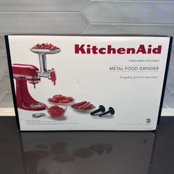 KitchenAid KSMMGA Metal Food Grinder Attachment new Unused in open box  Box was opened contents haven’t been removed or used  Like new
