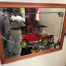 Vintage Car Framed Mirror Wall Art – Classic Décor
