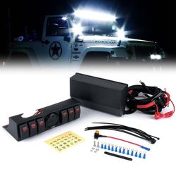 For 07-21 Jeep Wrangler JK JKU Rubicon Sahara Sport , 6 Rocker Switch Panel And System Relay Box