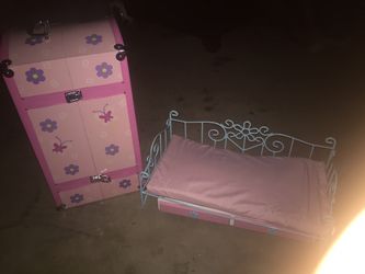Doll 18” wardrobe and bed