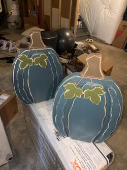 Decorative Wooden Pumpkins Set of 2