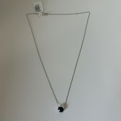 925 Sterling Silver Bezel Set Solitaire Midnight Blue Sapphire Necklace /18K