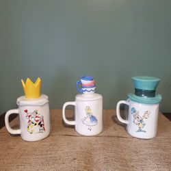 Disney Alice In Wonderland Mug Set With Topper By Rae Dunn New Without Tags