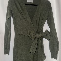 Modern Citizen Women Small Sweater Dress Long Midi Green Wrap Tie Belted Knit