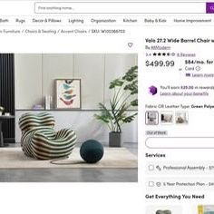 Vola Wide Barrel Chair with Ottman, modern comfy stripe chair, Ball ottman for kids 