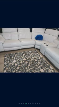 SECTIONAL GENUINE LEATHER RECLINER ELECTRIC ⚡ WHITE COLOR.. DELIVERY 🚚✅ DELIVERY SERVICE AVAILABLE 🚚✅