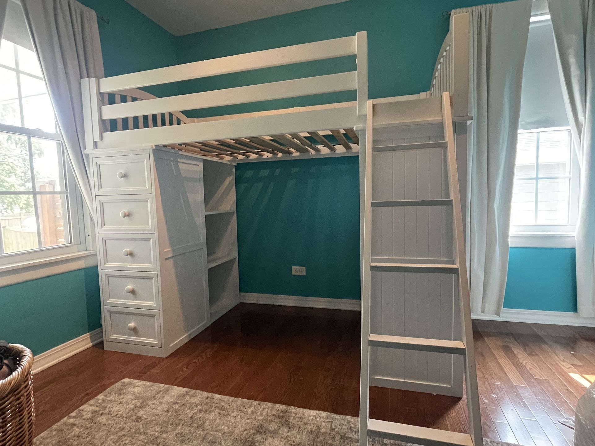 White Twin Loft Bed