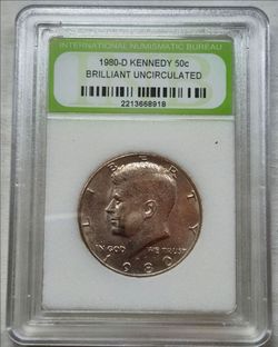 1980-D Kennedy Half Dollar BU Slabbed Unc
