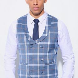Herringbone Check Double Breasted Waistcoat  (new) sz: 36