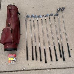 golf bag with golf clubs 