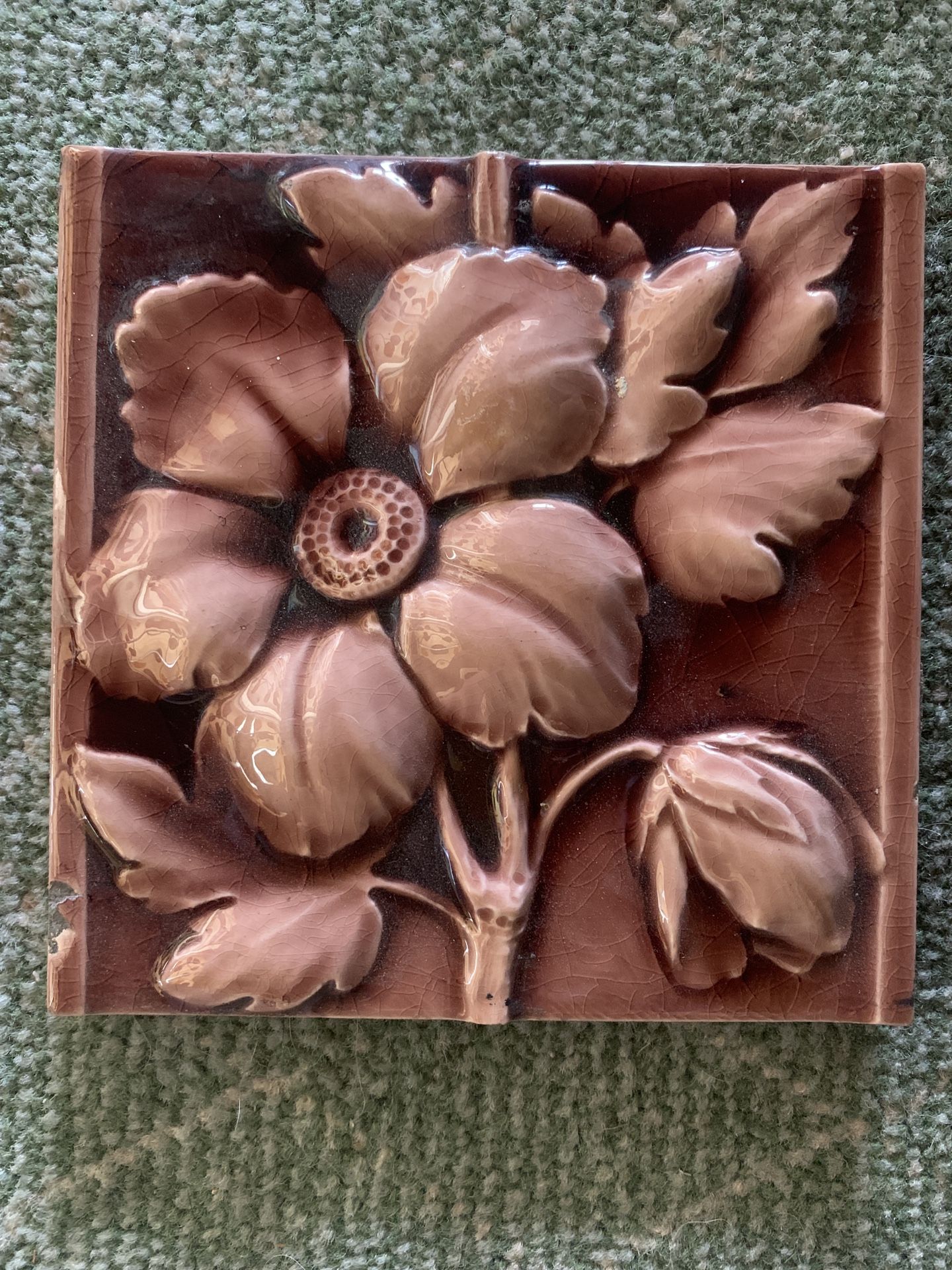 Pair Of Antique Fireplace Tiles-American Encaustic Tile Co.