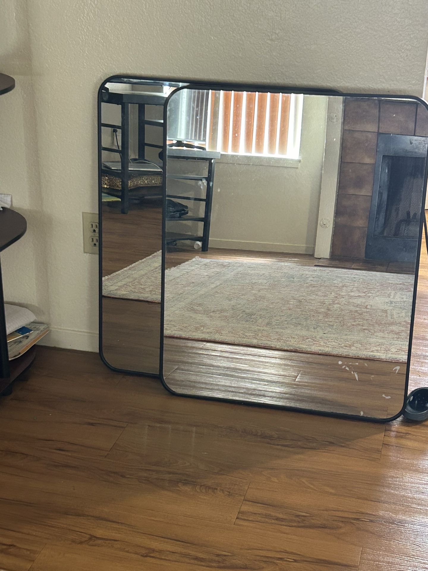 Black Frame Mirrors – $15 Each or $25 for Both | Minimal Modern Look | Gently Used | Great for Bedroom, Entryway, or Decor Accent