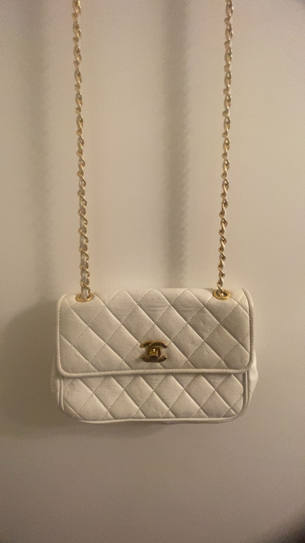 CHANEL WHITE IRIDESCENT CAVIAR LEATHER WOC WALLET ON CHAIN CROSSBODY