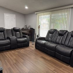 Italian Leather Reclining Sofa & Loveseat 
