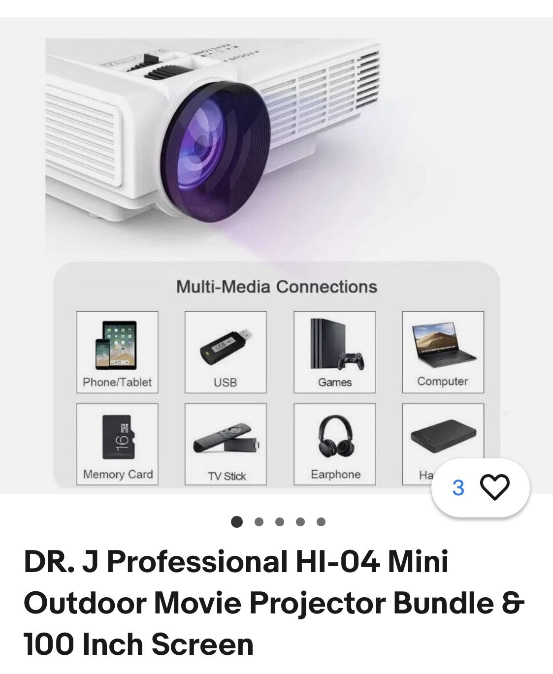 DR. J Professional HI-04 Mini Outdoor Movie Projector