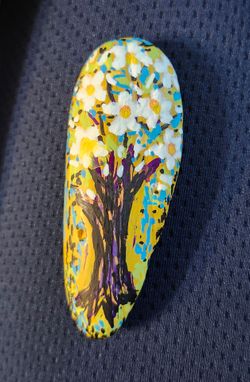 Beautiful Flower Tree Rock Art Hand-Painted, Acrylic