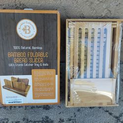 Bamboo Bread Slicer Guide With Crumb Tray, Foldable, Brand NEW