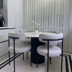 Modern round table with chairs available same day