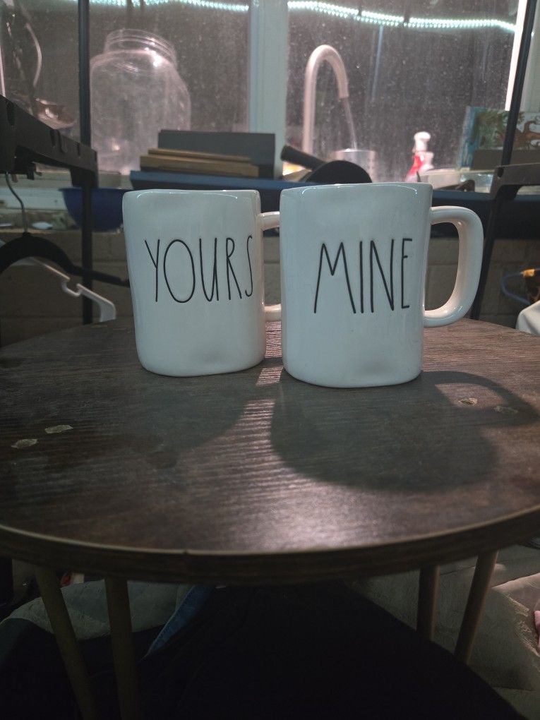Authentic Rae Dunn "Yours" & "Mine" Set/2 Mugs