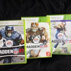 XBOX 360 Madden NFL  07, 12, 15 LIVE & CONNECT