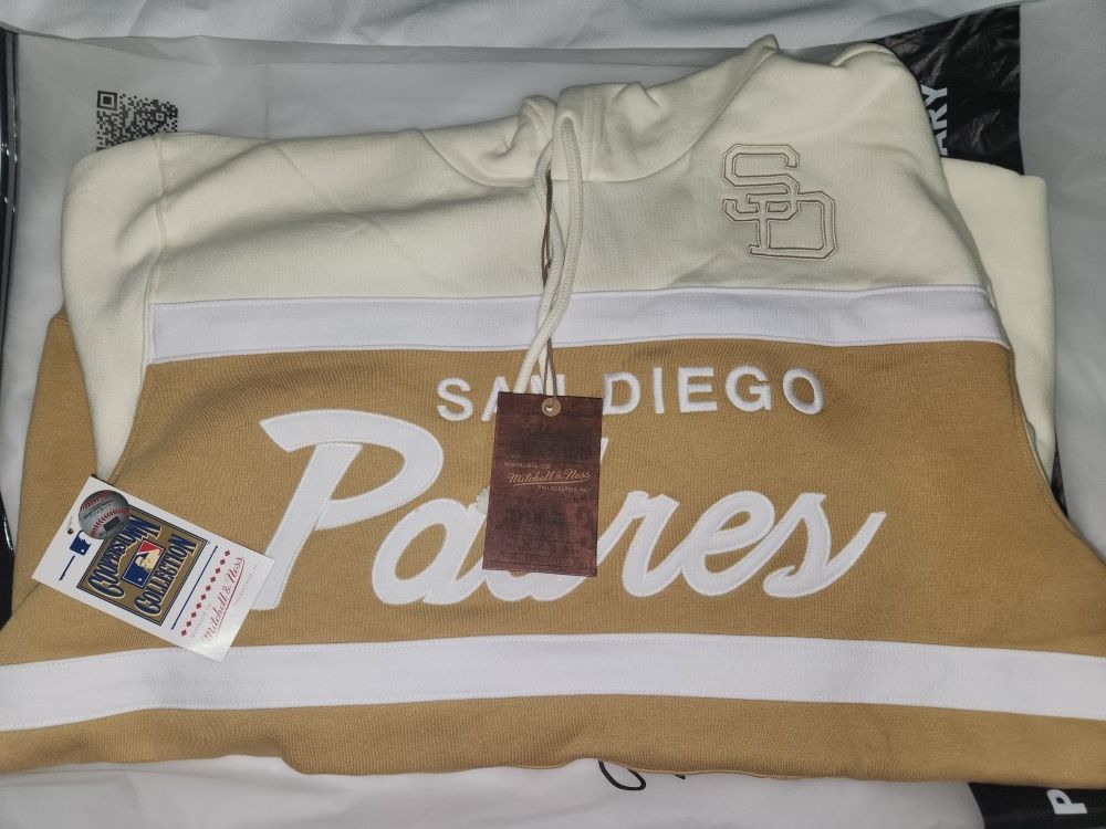 Men's Mitchell & Ness Tan/Cream San Diego Padres Head Coach Pullover Hoodie