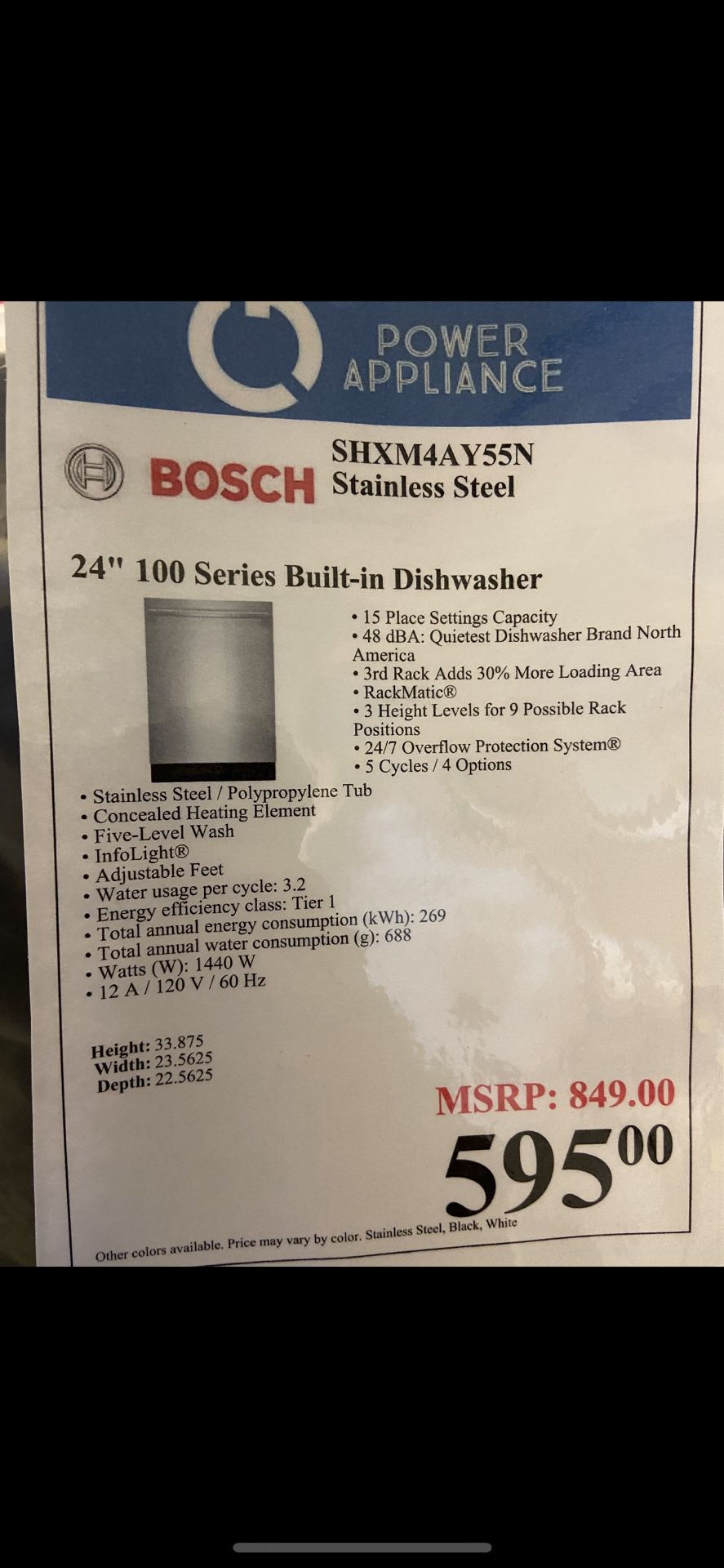 Bosch Stainless Dishwasher (brand New)