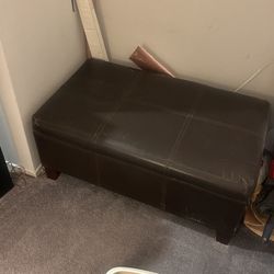 Dark Brown Leather Ottoman
