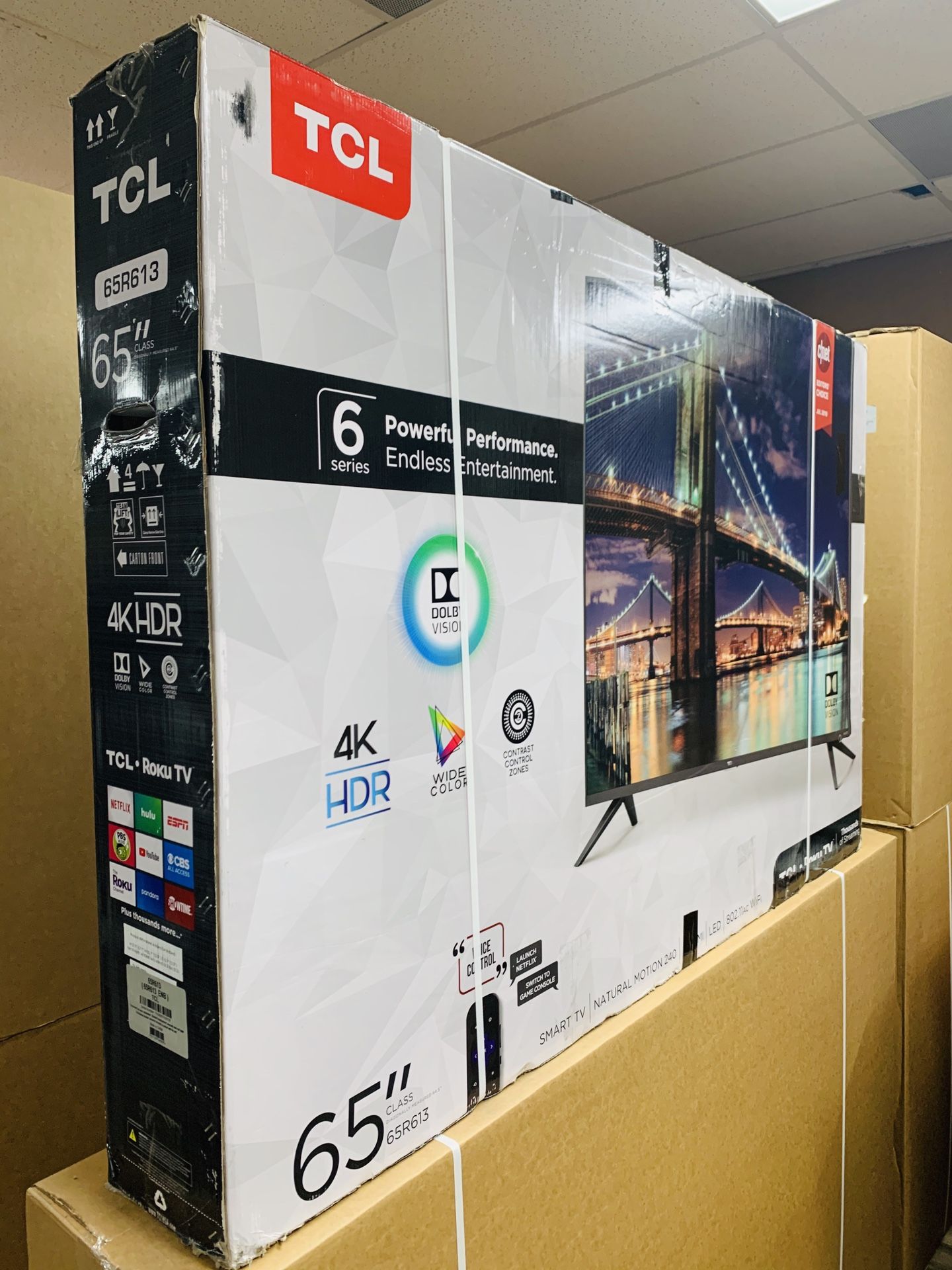 BEAUTIFUL 65" TCL 4K SMART ROKU TV 6 SERIES WITH CONTRAST CONTROL ZONES- INCLUDES WARRANTY WITH PURCHASE!