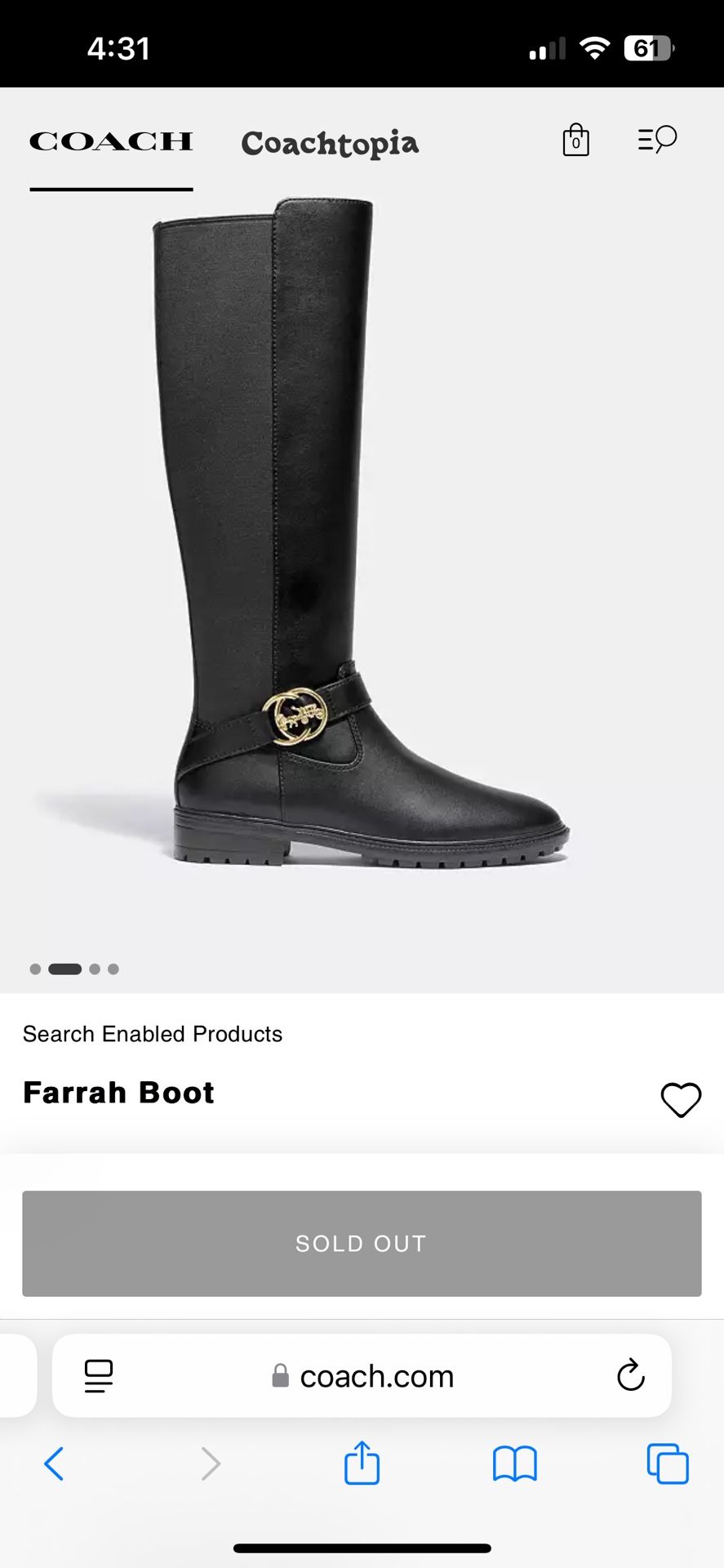 Coach Farrah Leather Boots New