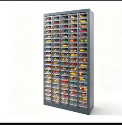 New in the box 100 Bin Drawer Storage Cabinet, Clear Bins, 23.3"W x 8.5"D x 45"H, Visible Organizer for Nuts, Bolts, Screws & Small Components(E406)