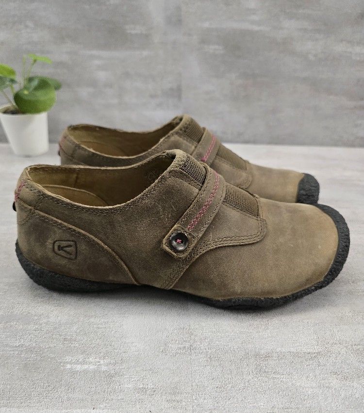 Keen Carlisle Shoes Women's 6.5 Brown Leather Comfort Slip On Flats Loafers