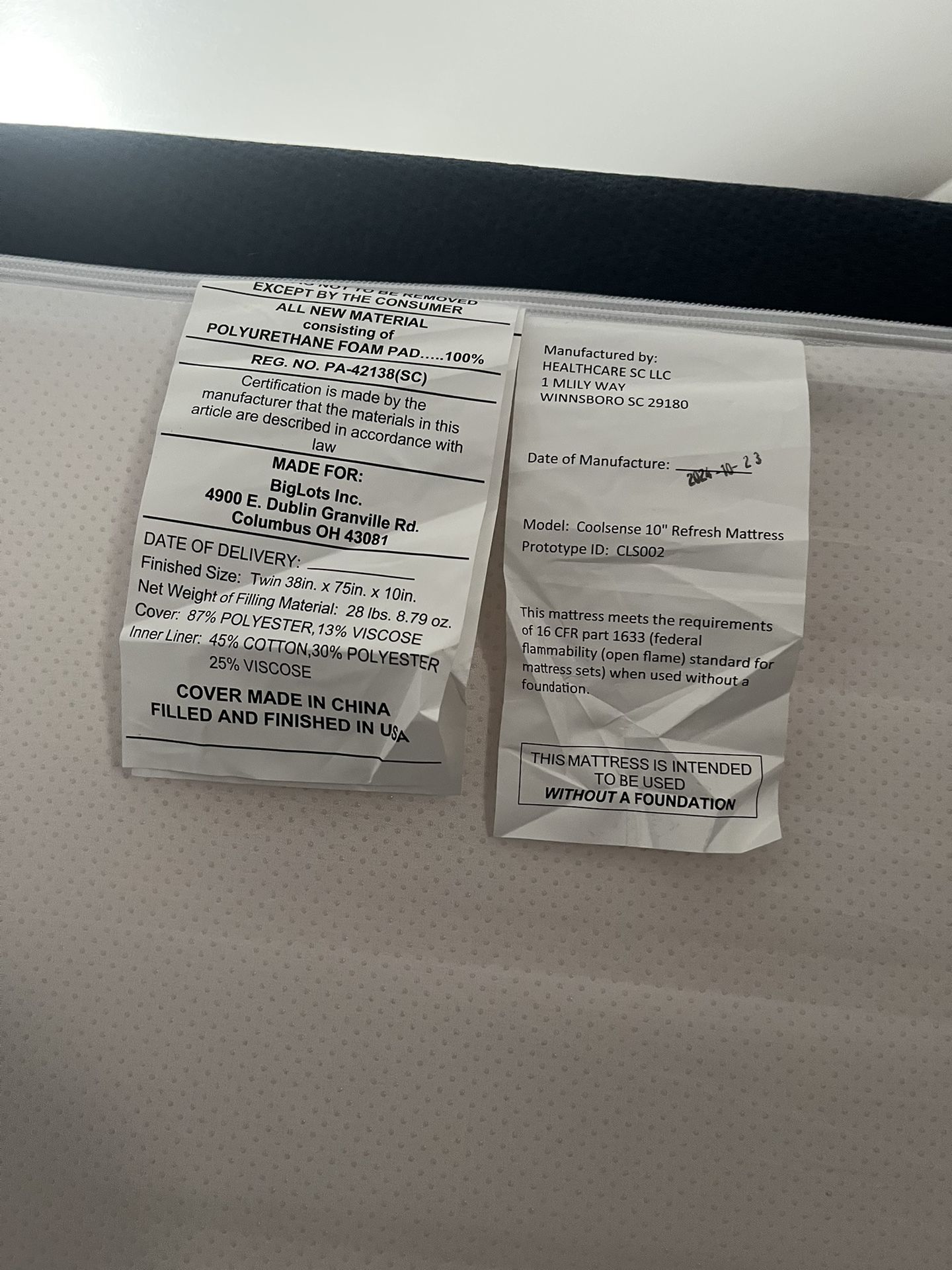 Twin XL Metal Bed With Foam Mattress