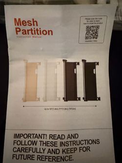 Mesh partition baby or dog gate