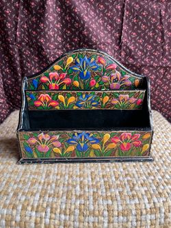 Vintage hand painted tiered letter rack