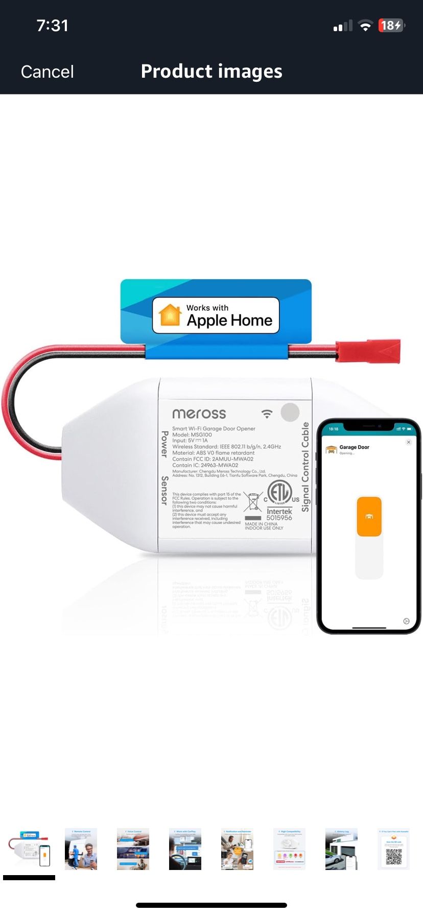 meross Smart Garage Door Opener Remote, Compatible with Apple HomeKit, Amazon Alexa, Google Assistan