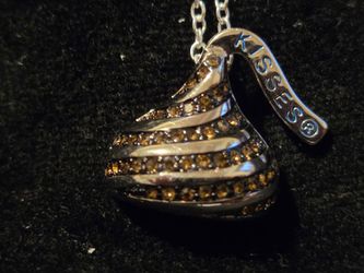 Hershey's Kisses Brand Silver Plated Pendant Necklace featuring Brown Crystals