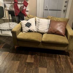 Gold Green Two Seater Couch