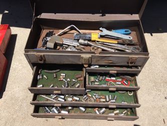 Old tool box with tools