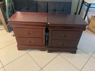 Pair of Cherry Wood 2-Drawer Nightstands