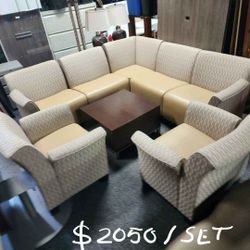 SECTIONAL SOFA + ARMCHAIRS + COFFEE & END TABLE SET