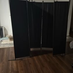 Panel Folding Privacy Screen 9ft Wide, 6ft Tall Partition Room Divider Portable Office Walls Dividers, Black